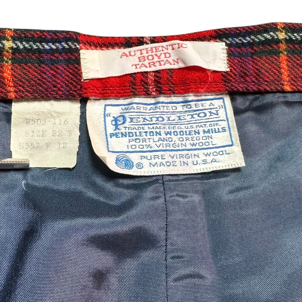 Vintage Pendleton Boyd Tartan Plaid Wool Skirt Midi Length Made In USA Red XXL - Picture 3 of 5